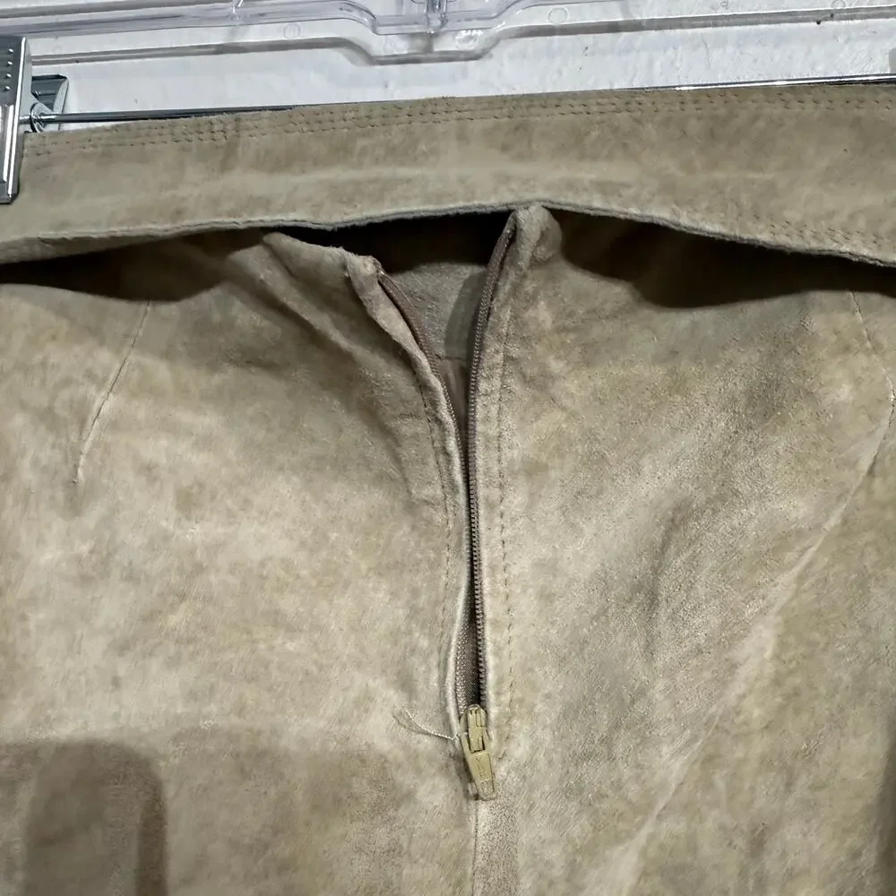 Limited Too Cream Suede Leather Mini Skirt Sz 12 Y2K